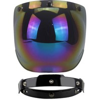 Visière de protection faciale universelle à 3 clips, rabattable et réglable, pour casque de moto, casque de moto, demi-casque