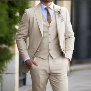 Costume de mariage élégant pour <span class=keywords><strong>homme</strong></span> en 3 pièces, veste de costume à simple boutonnage, longueur classique, veste de costume plate, pantalon, gilet, costumes <span class=keywords><strong>grande</strong></span> <span class=keywords><strong>taille</strong></span> - Product Image 1