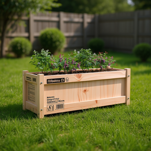Jardinière en bois massif Douglas Ilbaboa, finition naturelle, style rustique, grande taille, pot à fleurs - Product Image 2