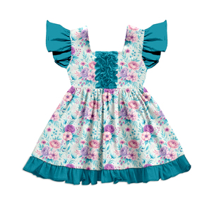 Milk Silk Girls <b>Flutter</b> <b>Sleeve</b> <b>Dress</b>,Custom Allover Print Kids Twirl <b>Dress</b> - Product Image 1