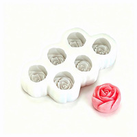 Moule en silicone 6 cellules en forme de rose pour mini-bouquet, idéal pour bougies d'aromathérapie, bonbons gélifiés, gâteaux - Fabriqué en Chine
