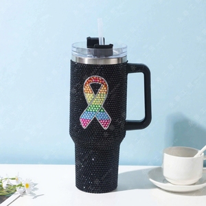 Vasos <span class=keywords><strong>de</strong></span> Acero Inoxidable <span class=keywords><strong>de</strong></span> Doble Pared con Aislamiento al Vacío, Antiderrames, Libres <span class=keywords><strong>de</strong></span> BPA, con Cinta Blanca <span class=keywords><strong>de</strong></span> 40 oz, Vasos Personalizados con Logotipo, Vasos con Diseño <span class=keywords><strong>de</strong></span> Corazón Brillante - Product Image 3