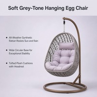 Fauteuil suspendu œuf en rotin PE et fer forgé, mobilier d'extérieur en osier, directement de l'usine, pour cour et balcon