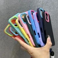 Coque de protection en silicone mat avec lanière et bracelet, motif lentille de mode et couleurs contrastées, pour iPhone 17 16 15 14 13 12 11 Pro Max Plus 17 Air