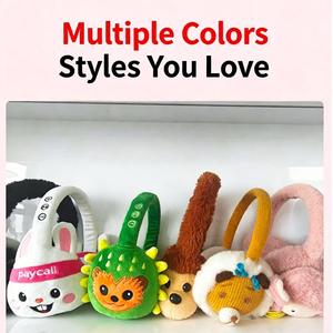 Cuffie auricolari wireless BT personalizzate all'ingrosso, in peluche, calde, a forma di coniglio o riccio, con tecnologia BT5.4, scaldacore d'aria invernali - Product Image 3