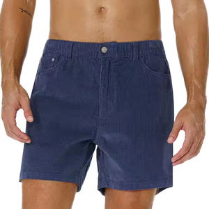 Short de sport d'été classique confortable et extensible en tissu Denim évacuant l'humidité motif solide Vintage Anti-rides écologique - Product Image 5