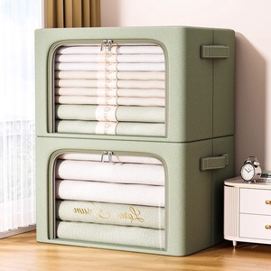 Clothing Organizer <b>Storage</b> Box 90L-100L Rectangle Solid Color With Window For <b>Clothes</b> Quilt Wardrobe Use - Product Image 1