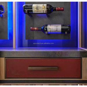 Armoire à vin électrique en acier inoxydable 304, contrôle de la température de 5 à 20 degrés, coupe en cuir aspect bois pour hôtel - Product Image 3