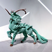 Sculptures d'animaux horticoles en pierre artificielle personnalisées, modèle de dragon imprimé en 3D pour une utilisation en intérieur/extérieur, respectueux de l'environnement