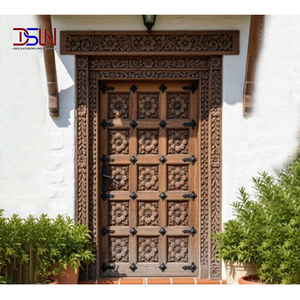 Porte à battants en bois de luxe, structure en bois massif, grain naturel, décorative, entrée intérieure pour villas haut de gamme - Product Image 1