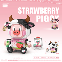 LOZ 1060 pièces Blocs de construction miniatures 3D en forme de vache fraise, jouet éducatif de construction et de modélisation en plastique, cadeau pour les enfants de 5 à 7 ans