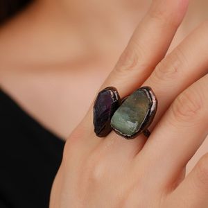 Bagues de luxe faites à la main en pierre naturelle et cristal irrégulier, style rétro, bijoux de mode pour mariage, fiançailles, fêtes et cadeaux - Product Image 2