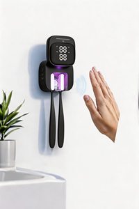 Hands-free wave induction Automatic open cover <b>LED</b> <b>clock</b> display OEM/ODM toothbrush sanitizers Sanitizers holder - Product Image 4