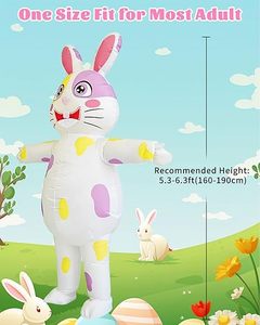 Costume gonflable de lapin pour adultes, idéal pour Halloween, Pâques, anniversaires et fêtes costumées - Product Image 4