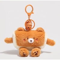 Porte-clés en peluche ours en pain grillé mignon, poupée en peluche sandwich de dessin animé, pendentif souple pour sac, ornement à suspendre pour sac à dos, cadeau adorable