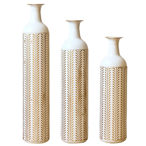 Set di Vasi Moderni in Metallo da Pavimento, Smaltati Bianchi, 3 Pezzi, Decorativi per la Casa, Grandi Vasi Alti - Product Image 2