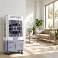 Enfriador de Aire Evaporativo FJ-1120DL, 8000 CMH, Tanque de 60L, 200W, 220V 240V 50Hz, Oscilante, Humidificador, Para Almacenes Comerciales