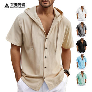 เสื้อคลุมคาร์ดิแกนผ้าฝ้ายลินินสีพื้นสำหรับผู้ชาย ทรงหลวมบางเบา สไตล์ลำลอง มีป้าย DF-152 - Product Image 6