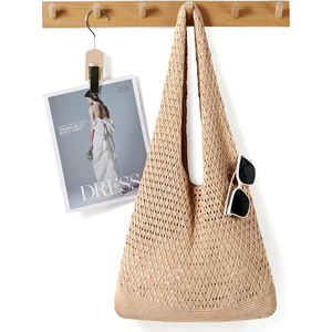 Bolso de Hombro Casual Personalizado para Mujer, Plegable, Tipo Hobo, de Ganchillo, de Malla para <span class=keywords><strong>Playa</strong></span>, para Viajes y Compras - Product Image 4