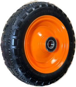 ล้อโพลียูรีเทนขอบดำแบบเปลี่ยนได้ พร้อมเบรกแบบหมุน ยางแข็งพิเศษ สำหรับรถเข็นมือ รถพ่วง รถเข็นสวน - Product Image 3