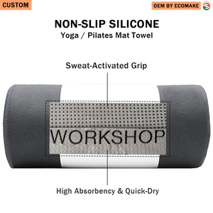 Serviette de yoga antidérapante en microfibre EMB avec logo personnalisé, absorbante, séchage rapide, pour yoga, Bikram, Pilates, avec points antidérapants - Product Image 1