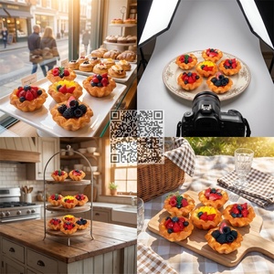 Imán de nevera con diseño de tarta de huevo y frutos rojos artificiales realistas, modelo de repostería simulada para decoración estética de cocina, regalo corporativo o souvenir. - Product Image 4