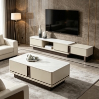 Ensemble meuble TV et table basse de luxe moderne italien, mobilier de salon minimaliste haut de gamme