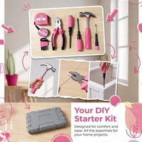 Ensemble d'outils de bricolage pour femme, rose/jaune, 13 pièces, pinces, tournevis, mètre ruban, clés hexagonales, kit d'outils manuels ménagers, cadeau