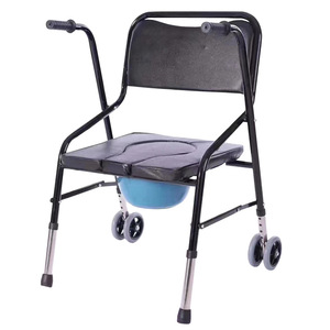 Assistive Commode <b>Chair</b> With <b>Wheels</b> Black Pulley High Carbon Steel For Elderly Pregnant Disabled Patients - Product Image 2