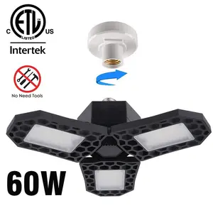 מכירה לוהטת 60w כסף led מוסך מנורת ufo לעוות תעשייתי מנורת אור deformable זרקור מוסך מנורה