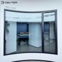 Ventanas Modernas Verticales Curvas de Aluminio Personalizadas, Abatibles y Oscilobatientes, con Rotura de Puente Térmico de 70 mm, Insonorizadas, con Triple Sellado, para Proyectos Comerciales