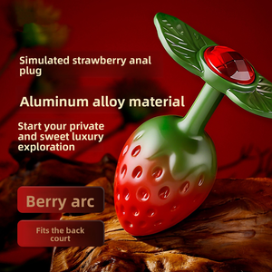Tapón Anal de Metal en Forma de Fresa, Juguete Impermeable para Adultos - Product Image 2