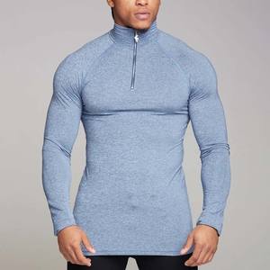 เสื้อยืดออกกำลังกายผู้ชายผ้าสแปนเด็กซ์ระบายอากาศได้ดี พิมพ์ลายตามสั่ง รับผลิตแบบ OEM ไซส์ใหญ่ คอกลม แห้งเร็ว แขนยาว - Product Image 3