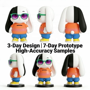Figurines d'<span class=keywords><strong>action</strong></span> personnalisées en PVC, <span class=keywords><strong>tirelire</strong></span> lapin bicolore, design de figurine de dessin animé, figurines d'<span class=keywords><strong>action</strong></span> tendance, mascotte IP d'entreprise OEM - Product Image 2