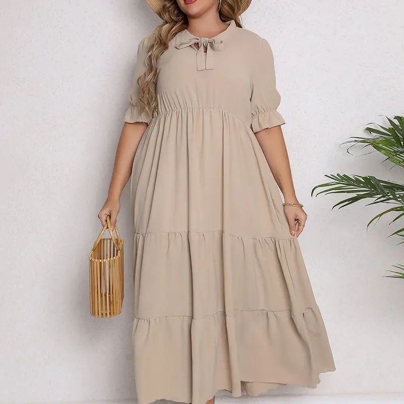 Custom heißesten Plus Size Kleid für XXXL Fat Women, modische einfarbige Casual Layered Dress/