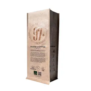 定制印刷可生物降解棕色咖啡袋250g 500g 1千克牛皮纸咖啡袋牛皮纸咖啡带阀