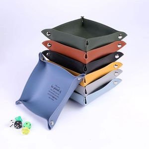 Minimalist Eco-friendly Modern Dice Leather <b>Key</b> Storage Box Foldable Four-Corner Hidden Buckle Tray Thickened PU - Product Image 1