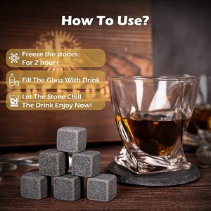 Promotion 9pcs <strong>Reusable</strong> Square Whiskey Stones Set Portable <strong>Ice</strong> <strong>Cubes</strong> with Bag and Cooler Men's Gift - Product Image 4