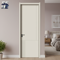 Portes intérieures modernes en bois massif sans peinture avec prévention incendie, portes MDF classiques de luxe beige, portes intérieures décoratives