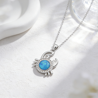 Collier en argent sterling 925 Moyu Jewelry sur le thème de l'océan, pendentif personnalisé en argent sterling en forme de crabe, collier en opale