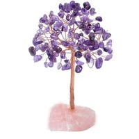 Pendentifs et breloques en améthyste naturelle style punk, arbre à argent en cristal, avec gravier 7 couleurs et strass, pour la maison, la mode et les mariages