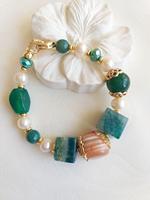 Nouvelle Mode En Gros Personnalisé Pierre Naturelle Perles Malachite Brésil Amazonite À Facettes Rondelle Charme Bracelet pour Femmes Cadeaux