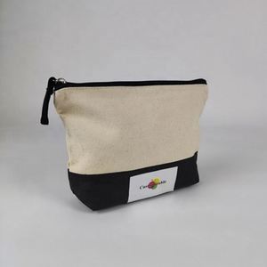 Pequeña bolsa redonda de lona de algodón ecológica con cremallera, bolsas de maquillaje personalizadas al por mayor con patrón de letras para almacenamiento de cosméticos - Product Image 5