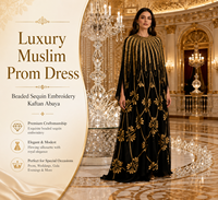 Robe longue ample de soirée pour femmes musulmanes, kaftan abaya à manches longues, broderie de perles, strass et paillettes