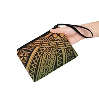 Porte-monnaie promotionnel à imprimé polynésien, compact et pratique, à bas prix, vente en gros, personnalisable avec fermeture éclair