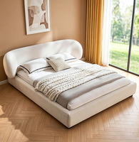 Elegantes Neues Designer-Stoffbettgestell im Creme-Stil, Kingsize-Bett für den Heimgebrauch, Hochwertiges Luxuriöses Gepolstertes Bettset