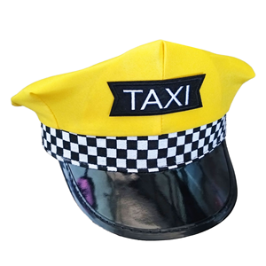 Disfraz de Cosplay Unisex para Adultos, Gorra de Taxi Amarilla para Fiestas, 100% Poliéster Tejido, Bordado a Máquina, Cuatro Estaciones - Product Image 1