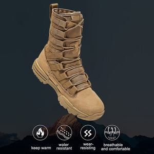 Bottes tactiques de randonnée et d'entraînement montantes en cuir et daim imperméables, coloris Tan, Vert, Camouflage, Noir - Product Image 3