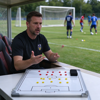 Tableau tactique magnétique portable pour entraîneur de football avec pièces magnétiques, effaceur, marqueur et chiffres autocollants – Tableau de stratégie de football