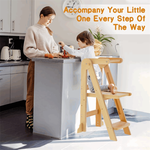Taburete de <span class=keywords><strong>Cocina</strong></span> Plegable y Ajustable para Niños Pequeños, Torre de Aprendizaje de Madera para Niños, Taburete con Escalones - Product Image 4